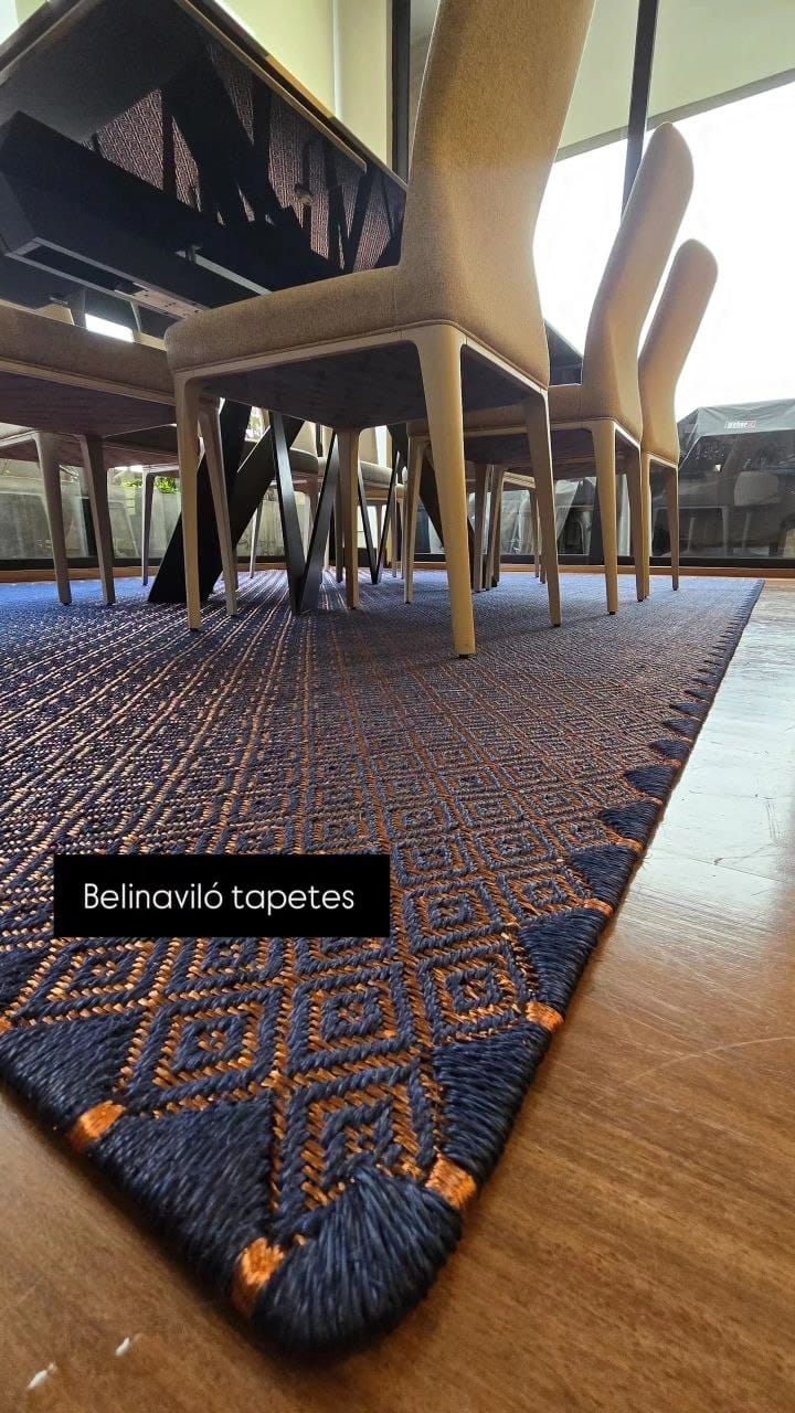 Alfombra artesanal Belina Viló modelo Vetas Cobre en Fibra Natural y Cobre, una pieza exclusiva tejida a mano