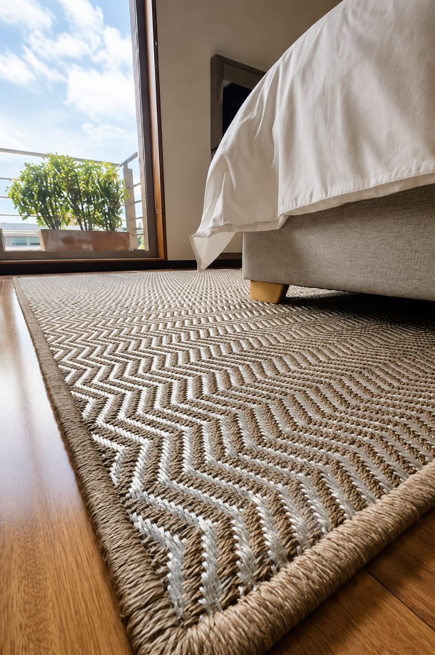 Alfombra artesanal Belina Viló modelo Damero Seda en Seda y Cobre, una pieza exclusiva tejida a mano